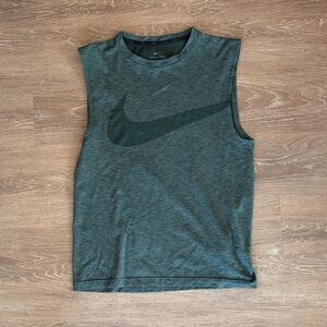 Men’s Nike Sleeveless Athletic Tank Top - Forest Green with Dark Swoosh